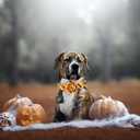 Elegant Little Tail Halloween Dog Collar - Orange Stripe Pet Collar With Flower for Small Dogs - Soft Durable Holiday Accessory (Small (Pack of 1))