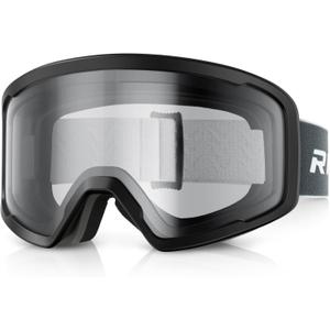 Ski/Snowboard Goggles for Men Women, OTG Snow Goggles Anti Fog 100% UV Protection Snowboarding Goggles (A08-black/Revo Transparent)