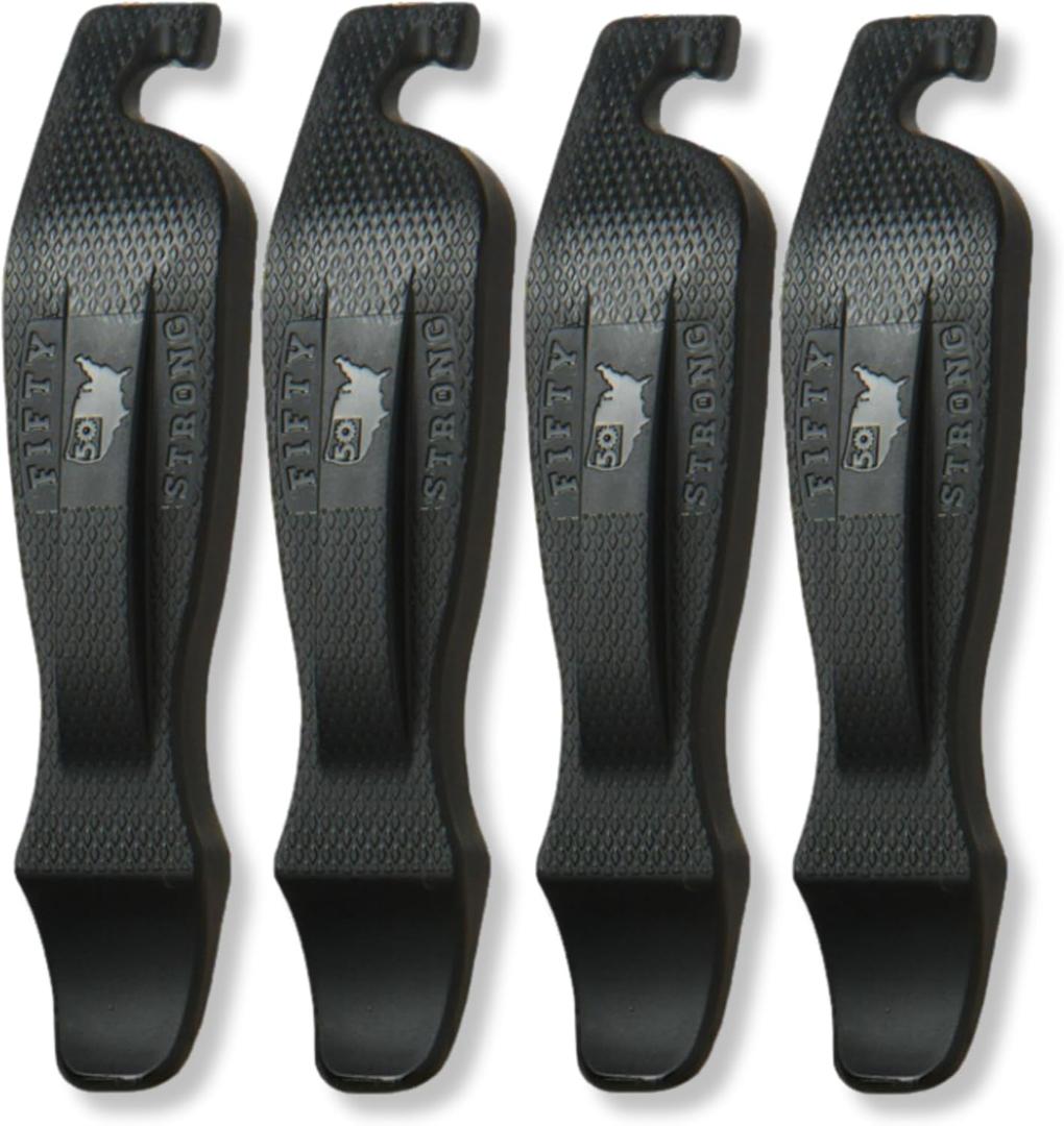 Bike Tire Levers Set of 4 Ultra-Strong Bicycle Tire Removal Tools | Ergonomic Easy-Grip, Interlocking Design | Road, MTB, Gravel & BMX Flat Repair Kit | Made in USA