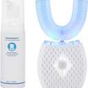Maybuy Ultrasonic Automatic Toothbrush, Ultrasonic UShaped Toothbrushes for Adult, 360° Electric Sonic Tooth Brush with Automatic Timer, Wireless Charging Teethbrush Kit for Travel Or Home (White)