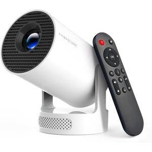 Mini Projector 4K support with WiFi 6 and Bluetooth 5.4, 5w Soundbase Speaker, Auto Vertical Keystone 180Rotatable Portable Proyector for Home Bedroom Outdoor HY300Pro+