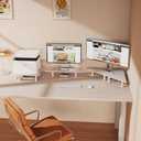 2 Pack White Corner Monitor Stand, Triangle/Square Adjustable Height Riser, 27-inch Universal Desktop Shelf for Computer, Laptop, PC, iMac, Printer (White)