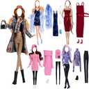 Doll Clothes, 5 Sets Outfits Winter Dresses Pants Windbreaker Hat for 11.5 inch Dolls Accessories Random Style (B)