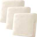 H.VERSAILTEX Velvet Stretch Couch Cushion Cover Plush Cushion Slipcover for Chair Loveseat Sofa Cushion Furniture Protector Seat Cushion Sofa Cover (3 Piece XL Sofa Cushion Covers, Cream)