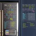 JJPRO Non-Magnetic Dry Erase Calendar - Monthly & Weekly Chart, List & Blank Board for Smooth Surfaces. Clear Reusable Calendar Sticks to Fridge, Cabinet, Door & Glass