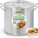 NutriChef Stainless Steel Cookware Stock Pot - 24 Quart, Heavy Duty Induction Soup Pot With Lid, Induction, Ceramic, Glass and Halogen Cooktops Compatible - NCSPT24Q