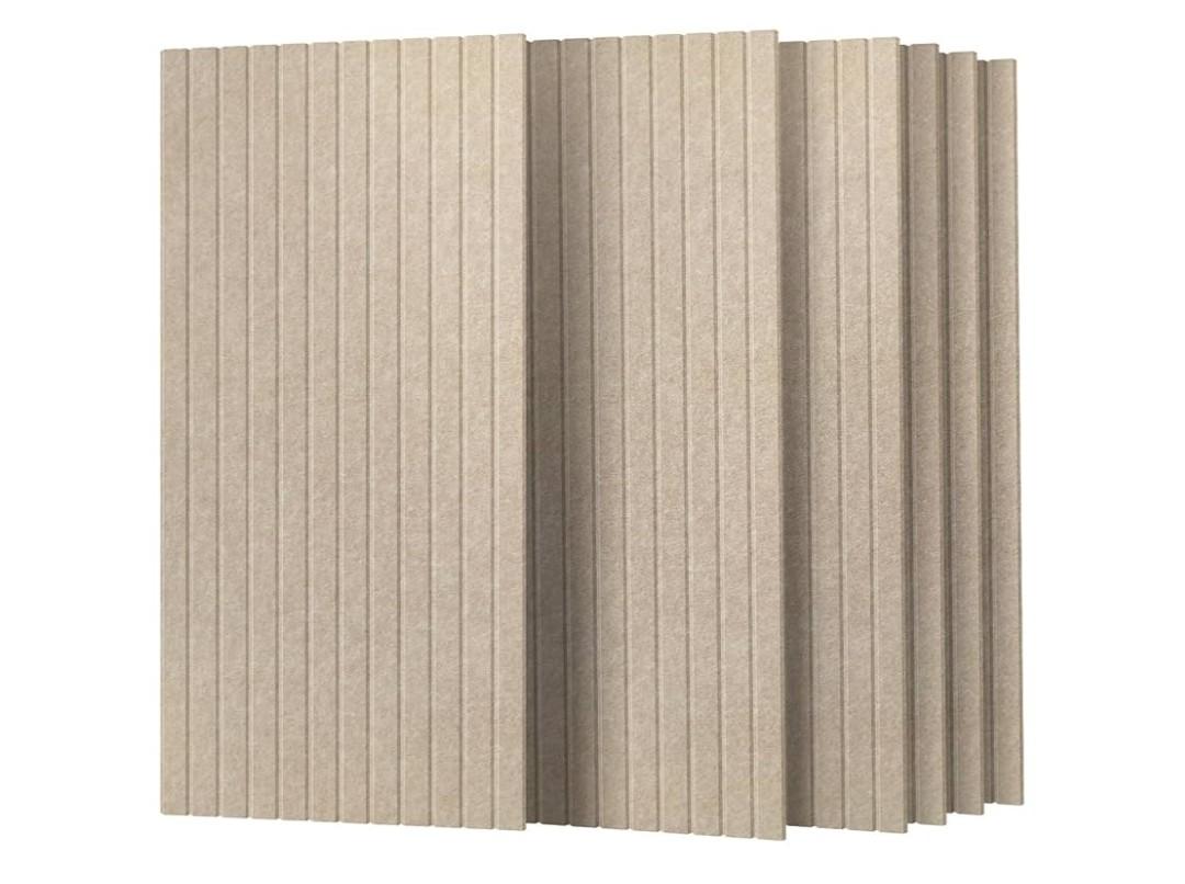 UMIACOUSTICS 6 Packs Acoustic Panel,47.2 x 23.6 Inches Decorative Sound Proof Panel for Office, Home Theater, Studio, Light Tan