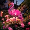 Solar Lights Outdoor,Flamingo Gifts for Women,Pink Flamingos for Yard Art Decor,Solar Metal Flamingo Lights Outdoor,Solar Powered Statues for Garden Yard Lawn Patio