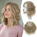 MORICHY 10 Inch Short Wavy Hair Topper for Women, Lightweight & Breathable Wiglet for Thinning Hair with 6.5"x6.5" Base, Instantly Adds Volume and Coverage (Ash Brown with highlights)