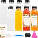 Moretoes 8pcs 16oz Juice Bottles, Plastic Bottles with Caps, Reusable Juicing Bottle for Drinks, Smoothies and Other Beverages