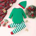 Newborn Baby Boys Girls Christmas Outfit Infant Xmas Romper Elf Santa Clothes, 0-6 Mounths