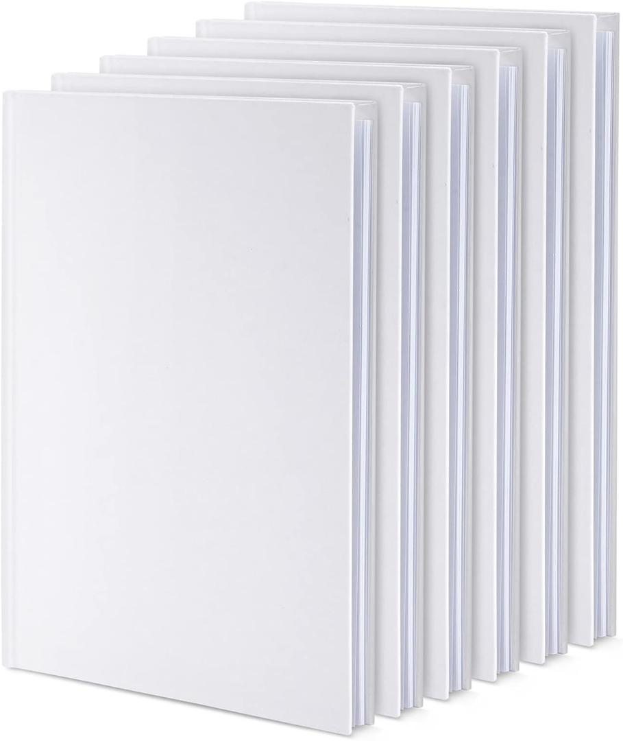 Paper Junkie White Blank Hardcover Books for Kids to Write Stories, Unlined Scrapbook and Journal - 18 Sheets/36 Pages Each - 6x8 inch (Pack of 6) - Blank Journal - Drawing Notebook - White Notebook