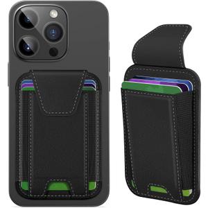 Miroddi for MagSafe Wallet with Privacy Flap, Strongest Magnetic Card Holder for iPhone 17, iPhone 16/15/14/13/12 Series, Detachable Magnetic Phone Wallet, RFID Blocking, Fit 7 Cards, Black & Black