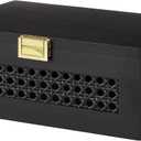 Decorative Rattan Storage Boxes Solid Wood Woven Baskets Bins with Lid Keepsake Memory Jewelry Box Natural Boho Shelf Wicker Closet Desk Organizer Container (Black, Small Size)