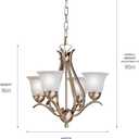 Kichler Dover 4-Light Mini Chandelier in Brushed Nickel with Satin Etched Seeded Glass, Traditional Lighting Fixture for Dining Room or Entryway, 2019NI