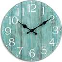 HYLANDA Wall Clock, 10 Inch Teal Silent Non-Ticking Kitchen Decor, Rustic Vintage Country Retro Decorative Clocks Battery Operated for Bathroom Bedroom Living Room Office(Aqua)