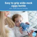 Dr. Browns Milestones Wide-Neck Transitional Sippy Bottle with Silicone Handles 9oz 270mL 6m+ Light Blue and Gray 2-Pack