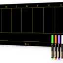 Black Glass Golden Weekly Dry Erase Calendar Whiteboard for Wall, to Do List & 7 Days Planner White Board for Home Office, 23x9.5, 4 Wet Erase Markers Included, Yeoux*