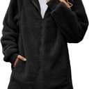 Yanekop Womens Oversized Sherpa Jacket Fuzzy Fleece Zip Up Jacket Warm Winter Coats Faux Fur Coat with Pockets