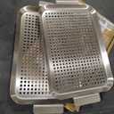 Grill Pan Set of 2, BBQ Grill Topper for Outdoor Grill, Stainless Steel Grilling Baskets with Holes and Handles, Perforated Food Tray Barbecue Accessories for Vegetable, Fish, Middle x 2