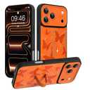 Gukalong Magnetic Phone Case for iPhone 17 Pro 6.3 Inch (Compatible with MagSafe) Orange Butterflies Phone Cover with Strap Stand Shockproof Protective Anti-Scratch Kickstand Case for Women