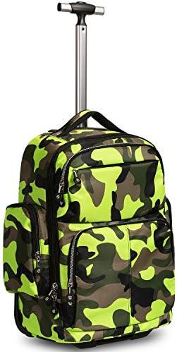 HollyHOME 20 inches Large Storage Multifunction Wheeled Travel Laptop Business Trip Rolling Backpack Carry-on Luggage Compuer Bag, Green