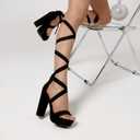 DREAM PAIRS High Chunky Block Platform Heels for Womens Strappy Gladiator Sexy Open Toe Dressy Sandal SDHS2205W, Black, 6