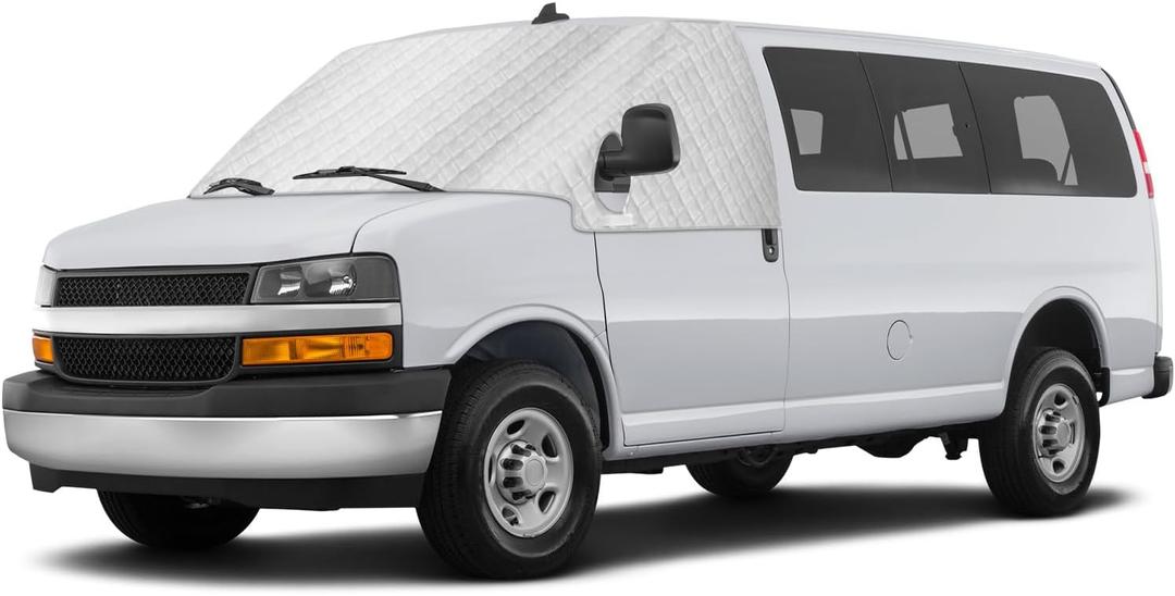 Windshield Sun Shade for 2003-2026 Chevrolet Chevy Express 1500 3500 4500/ GMC Savana, External 5-Layer Reflective Sunshade for 2003-2026 Chevrolet Express 1500 3500 4500