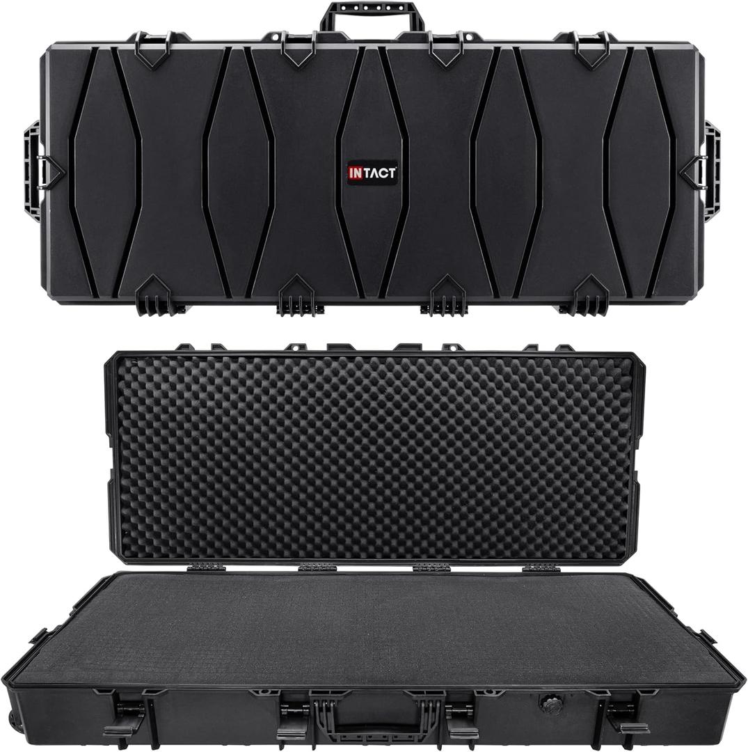 Eylar 48 Inch Intact Series Rolling Hard Rifle Case, Lightweight and Durable Stacker Design with Foam (Black)