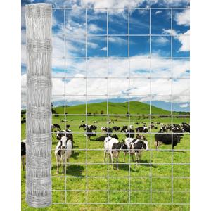 Farm Fence, 6Ft x 328Ft Galvanized Wire Fencing, Goat Cattle Deer Livestock Fence, Heavy Zinc Goat Fences for Goat Deer Yard Livestock Protection