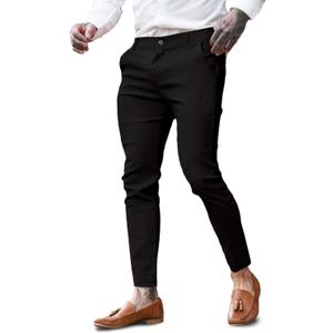 GINGTTO Mens Dress Pants Slim Fit Chino Pants for Men Stretch (Black, M)
