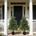 Real Touch Artificial Cedar Topiary Trees 3FT, 2 Sets of Realistic Potted UV Resistant Fake Plants for Front Porch for Outdoor & Indoor Front Porch, Garden, Patio, and Farmhouse Decor