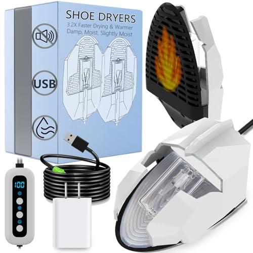 Portable Shoe Warmers & Dryer Boot Dryer for Smelly Shoes, Portable USB Powered Moisture & Odor Eliminator for Boots, Sneakers, Soccer Cleats, Travel-Ready Footwear Care for Men & Women (Size 5-14)