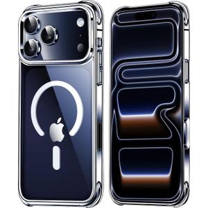 Mkeke for iPhone 17 Pro Case Magnetic Clear, Compatible with MagSafe, Military-Grade Protection, Phone Bumper for iPhone 6.3 inch 2025