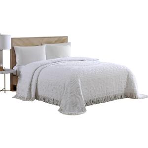 Beatrice Home Fashions Medallion Chenille Bedspread, Queen, White