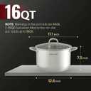 SUNHOUSE Stainless Steel Stock Pot - 16 Quart Heavy-Duty Induction Cooking Pot with Visible Lid for Pasta, Soup, Spaghetti - Nonstick Thick-Bottom Deep Stockpot for Canning, Boiling, and Simmering