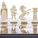 3 3/4" Black & White Viking Plastic Chess Pieces - Felted, Standard Size
