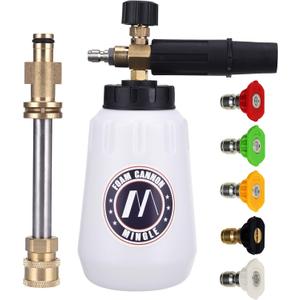 M MINGLE Foam Cannon, Compatible with Sun Joe SPX Series Pressure Washer, with 5 Nozzle Tips, 1/4 Inch Quick Connector