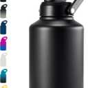 Fijinhom Insulated Gallon Jug, Large 128oz Stainless Steel Insulated Water Bottles with Handle, Leak proof, Double-Wall Vacuum Insulation for Construction Sites, Camping and Hiking, Black