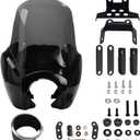 FATECIM Motorcycle 5.75" Headlight Fairing with 15" Smoke Windshield Windscreen & Mounting Kit Headlight Extension Block For Harley Low Rider S FXLRS 2020 2021 2022 2023