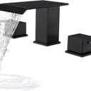 Matte Black Roman Tub Faucet, Deck Mount Bath Tub Faucet Set 3 Hole Waterfall Bathtub Faucet High Flow Garden Tub Filler