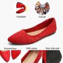 HEAWISH Womens Black Flats Shoes Comfortable Suede Pointed Toe Slip On Casual Ballet Flats Dress Shoes Nude Flats (9, Red)
