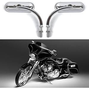 goodfitment - Chrome Oval Shape Motorcycle Mirrors,Upgrade Rearview Motorcycle Mirrors Compatible with Harley Road King Softail Street Glide Electra Dyna And More