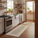 Artoid Mode Beige Absorbent Rectangle Non-Skid Kitchen Mats Set of 2, Home Mats Washable Natural Rubber Back Kitchen Rugs for Floor - 17x29 and 17x47 Inch