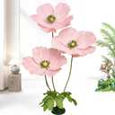 Artificial Flowers Decorations 5.58ft Fake Paper Poppy Flower for Standing Reception Wedding Arrangements Mother's Day Party Banquet Background Decor (Pink)