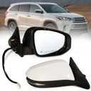 Right Passenger side Mirror Fits 2014-2019 Toyota Highlander With Power Glass, Heated,Turn Signal and Manual Folding,Without Blind Spot Match white Replace 87910-0E140(6Pins)