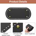 uxcell Crochet Bag Making Kit, 8.7 x 4 Inch Oval PU Leather Bag Bottom with 2Pcs 15.75" Bag Handles and 4Pcs Buckles for DIY Crochet Bag Shoulder Bag Purse Making, Black