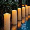 5plots 4" x 12" Waterproof Outdoor Flameless Candles Battery Operated LED Large Pillar Candles with Remote and Timer for Indoor Outdoor Lanterns, Long Lasting, White, Set of 2