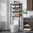 Over The Toilet Storage Rack,4-Tier Over Toilet Bathroom Organizer with Adjustable Wooden Shelves,Freestanding Space Saver Bathroom Cabinet Shelves Over Toilet,Over Toilet Storage, Vintage Brown, 24.4 x 13 x 64.6 inches