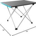 Ready Table Small Lightweight Portable Outdoor Folding Table w/Aluminum Hard Top. Useful for Beaches, Boating, Camping & More. 16x11 Portable Table w/Bag Makes for Easy Travel & Quick Setup.